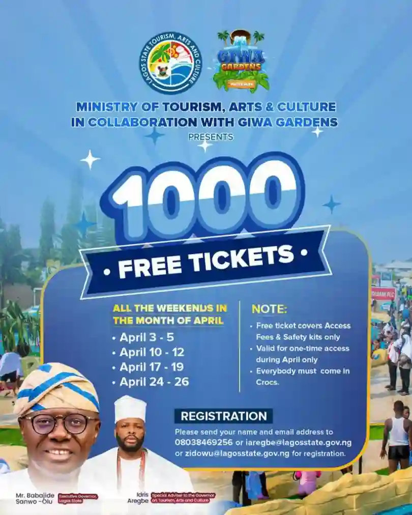 Lagos, Giwa Gardens announce 1,000 free April tickets to residents