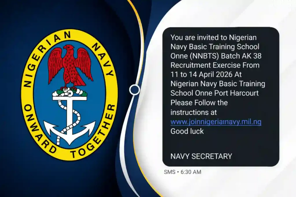 Nigerian Navy Batch 38 Training Invitation SMS Sent to Applicants