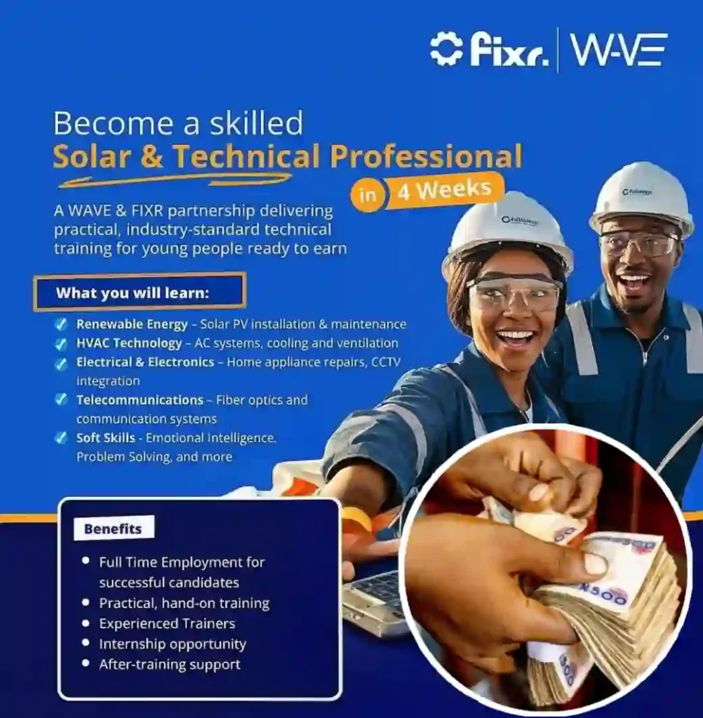 WAVE Solar PV Design and Installation Scholarship Programme 2026 for Nigerians