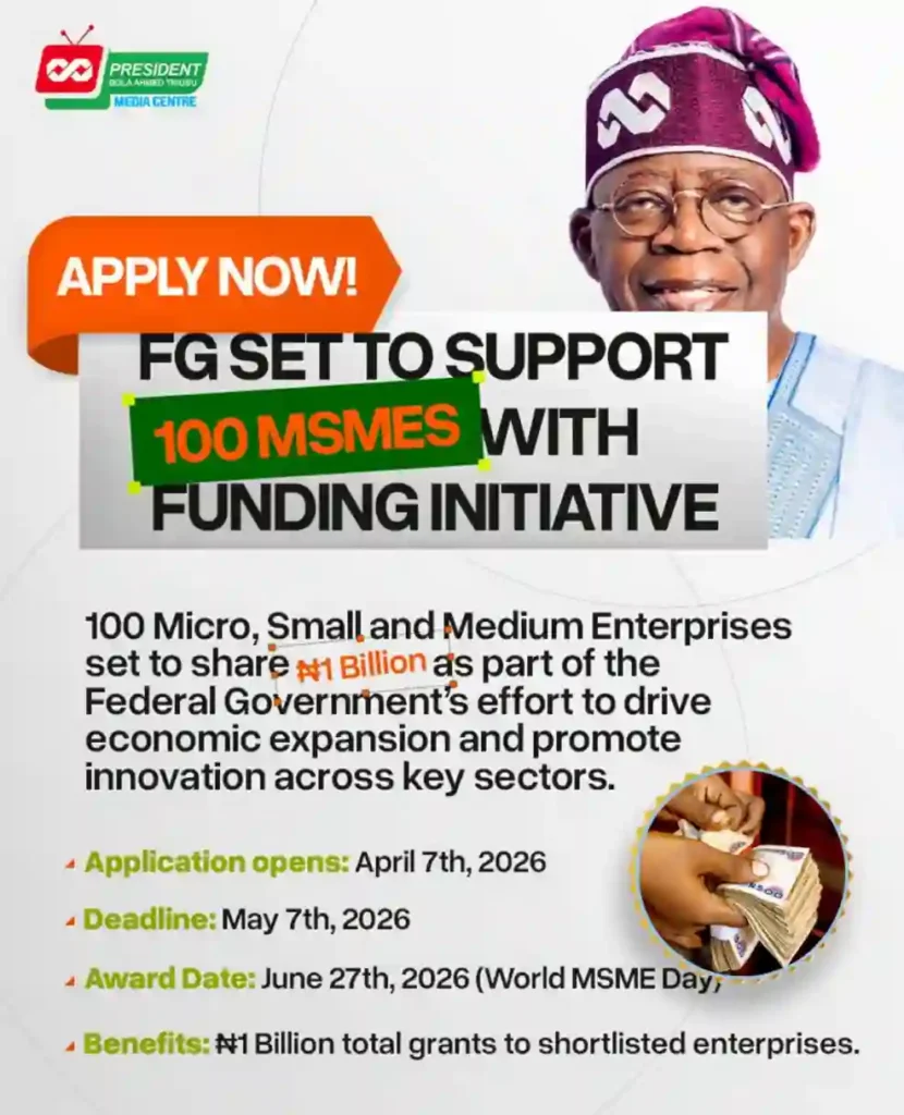 FG announces ₦1bn funding for 100 MSMEs, applications open April 7