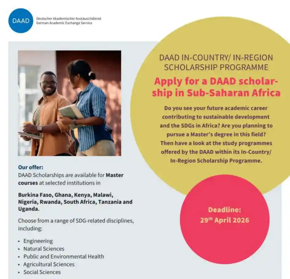 DAAD In-Country/In-Region Scholarship Programme 2026 for Nigerians (Monthly Payment)