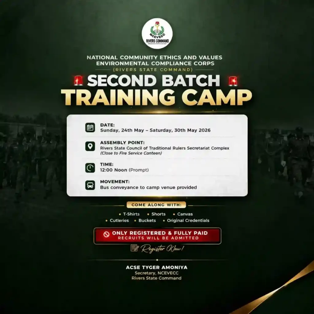 NCEVECC fixes May 24 for second batch training in Rivers