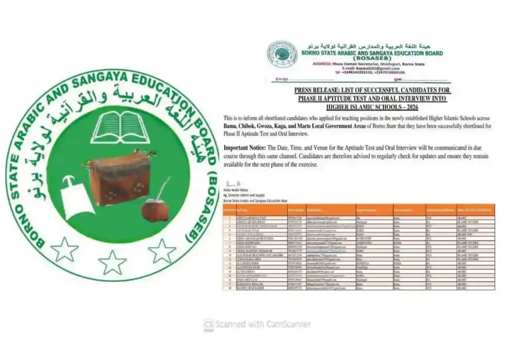 BOSASEB Shortlists Candidates for Phase II Higher Islamic Schools Recruitment